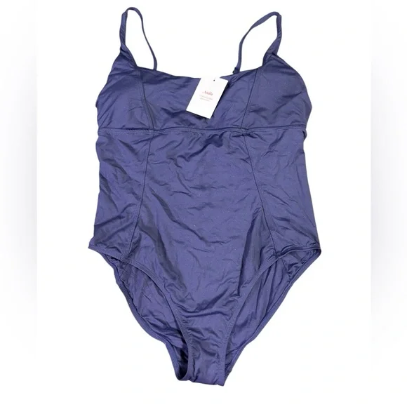 ANDIE SWIM navy blue square neck Havana One Piece XL Swimsuit NWT